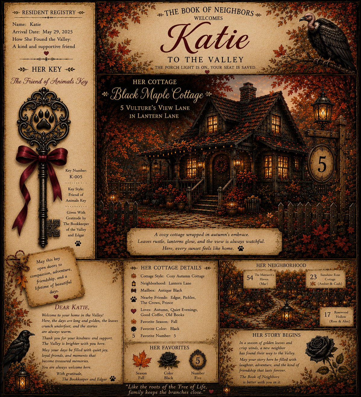The Bookkeeper’s welcome page for Katie at Black Maple Cottage